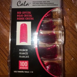 Red glitter jelly nail tips